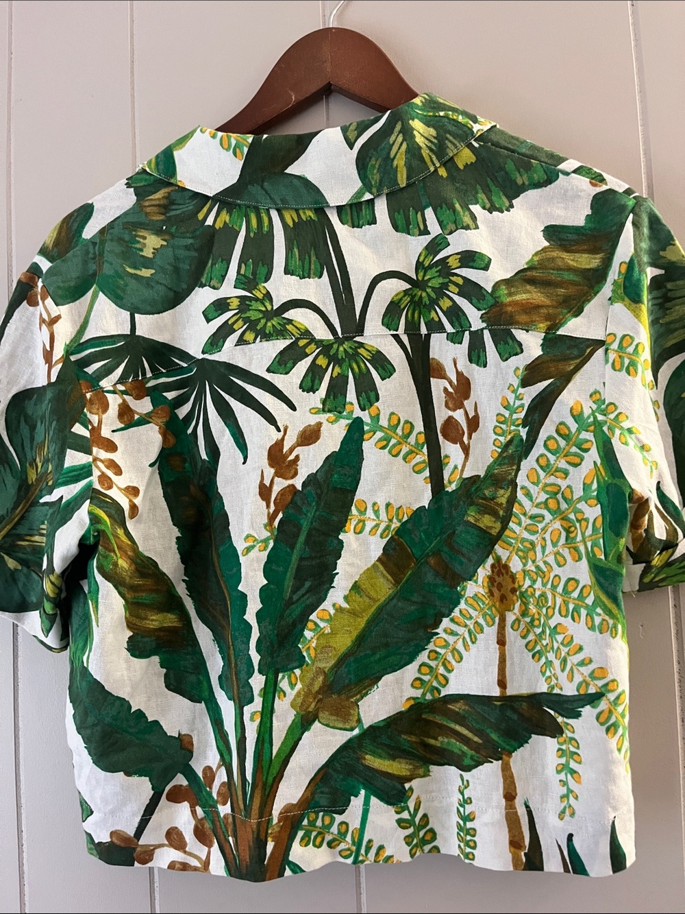 Tropical Leaf Button-Front Camp Shirt - Green & White - Picture 13 of 16